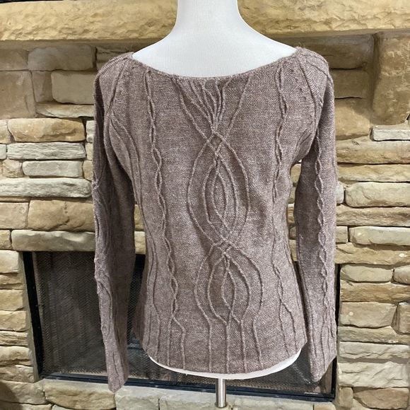 Free People Alpaca Blend Mink Scoop Neck Knit Sweater Pullover Size L - Picture 5 of 11